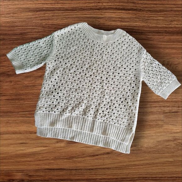 Ann Taylor size M Cream Knit Short-sleeve Sweater - Picture 1 of 3